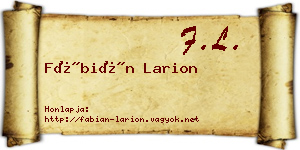 Fábián Larion névjegykártya